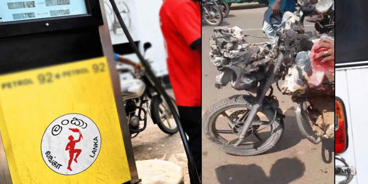 மருதனார்மடம் பகுதியில் திடீரென தீப்பற்றி எரிந்த மோட்டார் சைக்கிள்!