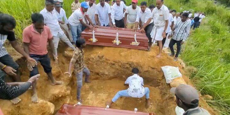 டிக்கோயா இரட்டை கொலை ; தம்பதியினரின் பூதவுடல் பலரது கண்ணீருக்கு மத்தியில் நல்லடக்கம்