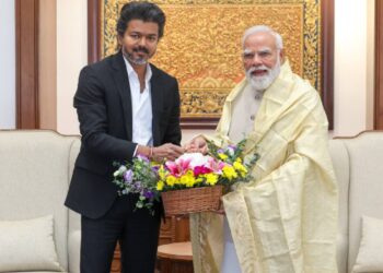 இந்திய பிரதமர் மோடியை சந்தித்தார் தமிழ்நாட்டின் முதலமைச்சர் விஜய் 