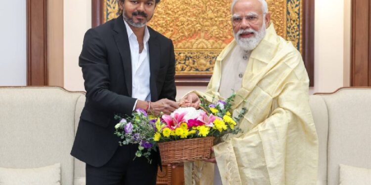 இந்திய பிரதமர் மோடியை சந்தித்தார் தமிழ்நாட்டின் முதலமைச்சர் விஜய் 
