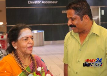 விமான நிலையத்தில் உற்சாக வரவேற்பு: கனடா வந்தடைந்தார் ‘ராஜகோபுரம் புகழ்’ கோவை கமலா அம்மா