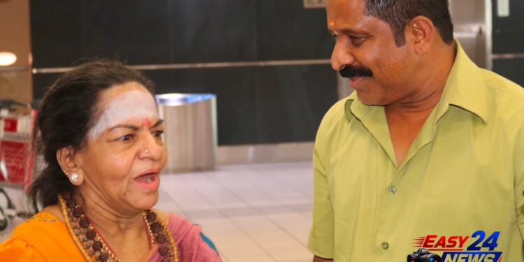 விமான நிலையத்தில் உற்சாக வரவேற்பு: கனடா வந்தடைந்தார் ‘ராஜகோபுரம் புகழ்’ கோவை கமலா அம்மா